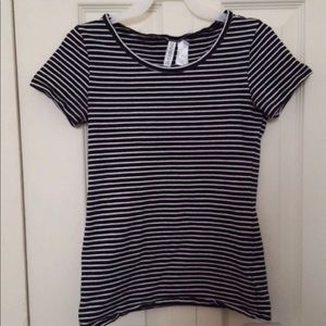 H&M Black and White Striped T-Shirt